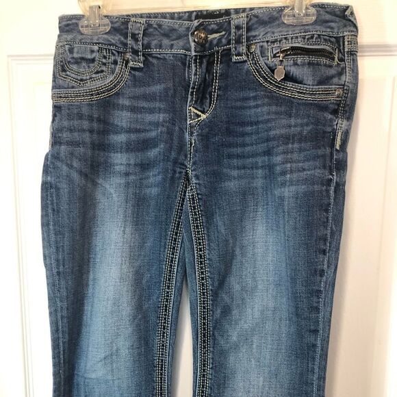 Rerock for Express boot cut blue jeans, size 4 short - Picture 4 of 14